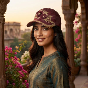 Gorro de Béisbol de Encaje para Mujer, con Bordado Floral Intrincado y Pedrería, Cierre Ajustable, para Uso Diario - Product Image 5