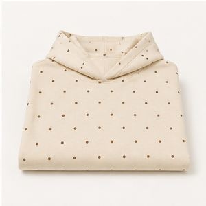 Customize Warm Off <b>White</b> Womens <b>Oversized</b> Boxy Small Staggered Polka Dot Pullover <b>Hoodie</b> Heavyweight Cotton Fleece - Product Image 6
