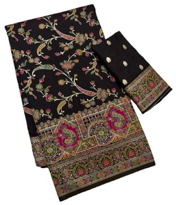 ผ้าส่าหรีไหมพัชมีนาแบบดั้งเดิมของอินเดีย พร้อมผ้าปัลลูที่ถักด้วยด้ายแคชเมียร์ เสื้อส่าหรีแบบแฟนซีทันสมัยสำหรับผู้หญิงรุ่นใหม่ - Product Image 1