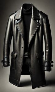 Veste de moto en cuir PU pour homme, col personnalisé, fermeture éclair, broderie décorative, coupe classique, style hiver, coupe-vent, respirante - Product Image 2