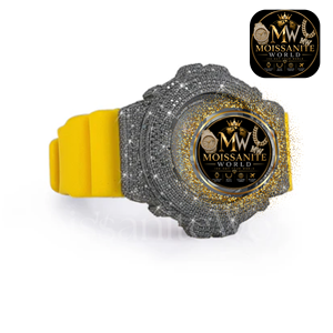 นาฬิกาข้อมือผู้ชาย Moissanite World ประดับเพชรโมอิสซาไนต์ ขนาด 42 มม. สายซิลิโคนสีเหลือง ระบบอนาล็อก ควอตซ์ หรูหรา - Product Image 3