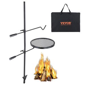 Griglia per falò in acciaio resistente griglia per fuoco girevole a 360 gradi griglia per fuoco portatile all'aperto attrezzatura da cucina per il campeggio - Product Image 1