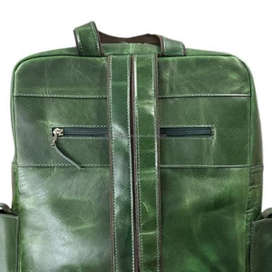 Mochila Vintage de Cuero para Portátil, Verde, con Múltiples Bolsillos, Gran Capacidad, Mochila para Hombre, Logotipo Personalizado, Bolsa de Viaje - Product Image 3