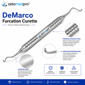 Curetas Dentales Premium DeMarco Quetin para Furcación, Limpiador Labial y Lingual, OEM Zetomed Pro - Product Image 3