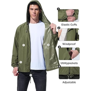 Chaqueta Cortavientos Impermeable y Transpirable Ligera Personalizada para Hombre, Nueva Serie de Chaquetas para Lluvia de Diseño para Exteriores - Product Image 3