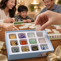 Dés carrés en pierre de cristal naturelle précieuse avec points dorés, écologiques, de luxe, pour jeu familial de Mahjong américain, coffret cadeau pour soirée de jeu