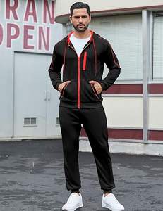 Conjunto deportivo de dos piezas para hombre, chaqueta con capucha y cremallera completa, y pantalones tipo jogger, estilo casual. - Product Image 2