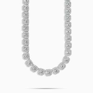 Princess Cut Diamond <b>Statement</b> <b>Necklace</b> 925 Silver Rhodium Plated Pavé Setting Geometric Luxury Party Unisex - Product Image 1