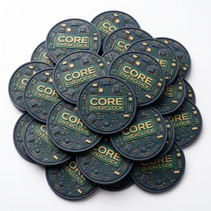 Venta al por mayor de insignias de circuito impreso de PVC con overclocking de núcleo, emblemas redondos de silicona para ropa tecnológica, directamente de fábrica - Product Image 1