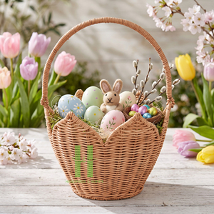 Best Seller Hand <b>woven</b> <b>Baskets</b> With Handle Customize Sizes Variety Colors For Easter Decorations and Home Decor From Vietnam - Product Image 3