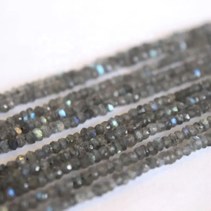 Hilo de cuentas de piedras preciosas sueltas certificadas Rondelle facetadas de labradorita Natural de 4mm de excelente calidad para la fabricación de joyas del proveedor - Product Image 2