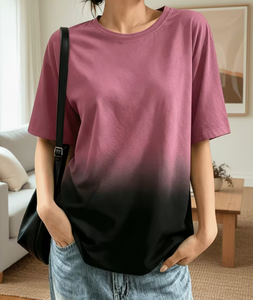 Hardhoodi Interination Plus Size Women's <b>Patchwork</b> Anti-Wrinkle O-Neck Pullover Short Sleeve 100% Cotton Casual Summer Knit Tee - Product Image 5