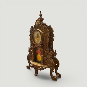 Vintage Brass Art Deco Desk <b>Table</b> Clock with Projection Function Ornate <b>Decorative</b> Mantel Display for Villa Home <b>Decor</b> - Product Image 4