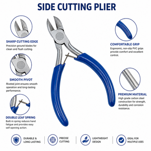 Pince coupante diagonale de précision, manche bleu, outil de bijouterie en acier inoxydable pour bricolage, coupe à plat, à ressort, poignée antidérapante - Product Image 2