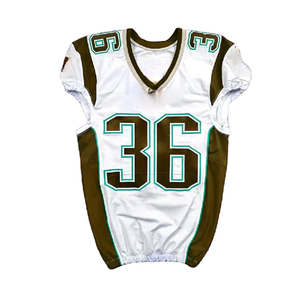IMPROVEMENTS SPORTS <b>Mens</b> American Football Jersey <b>White</b> Maroon Green 36 V-Neck Sleeveless Mesh Plus Size Moisture Wicking - Product Image 2