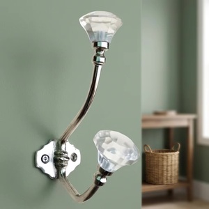 Luxurious Multifunctional Wall Mounted Metal Coat Hooks with <b>Crystal</b> <b>Knobs</b> 2 Hooks Anti Rust Design for Clothing Storage - Product Image 5