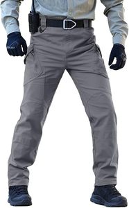 Men's Gray Tactical Cargo Pants High Waist Multiple <b>Pockets</b> Quick Dry Canvas Material Workwear Style Spring Outdoor <b>Trousers</b> - Product Image 2
