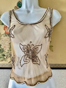 Beaded Embroidery Seed Beads Fashion Tank <b>Top</b> Stylish Seed Beads Hand Embroidered Tank <b>Top</b> - Product Image 2