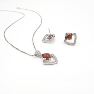 Ensemble pendentif et boucles d'oreilles en argent sterling 925 avec quartz cerise naturel, plaqué rhodium, bijoux fins OEM ODM - Product Image 3