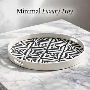 Premium Handmade Bone Inlay Round Multipurpose Storage <b>Tray</b> for <b>Perfume</b> Bottles, Cosmetics, Candles, Keys & Contemporary Home - Product Image 5