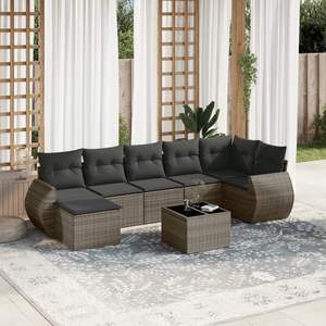 Conjunto de Sofás de Jardín de Mimbre Gris para 6 Personas, Muebles de Mimbre Contemporáneos para Exteriores - Product Image 3
