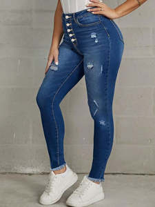 Jeans de mezclilla casuales de cintura media y pierna recta para mujer, elásticos y lavables, venta al por mayor, primavera 2026 - Product Image 2
