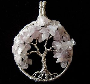 Colgante de árbol de la vida de cuarzo rosa de la mejor calidad al por mayor colgantes de piedras preciosas de cristal curativo natural comprar de ágata Aameena - Product Image 5