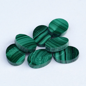 พลอยมาลาไคต์ทรงรีธรรมชาติแบบแบนสีเขียว - Product Image 3
