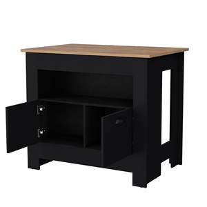 Carrito de cocina de 2 puertas, color negro - Product Image 4