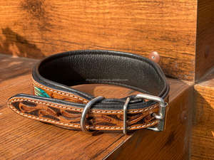 Collier pour chien en cuir taillé à la main Western Colliers pour animaux de compagnie taillés à la main Crâne Vente en gros de collier pour chien rembourré multi-usages en cuir de vachette - Product Image 4