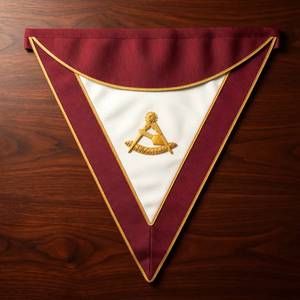 Écussons de Qualité Supérieure pour les Degrés Maçonniques du Grand Conseil Allié, en Tissu PU Vert Moiré avec Fil d'Or, Style Classique, Forme Fleur - Product Image 2