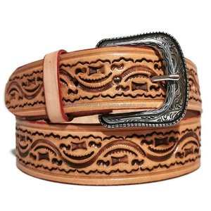 Accesorios de cuero para hombre de última tendencia, cinturón de herramientas de cuero occidental hecho a mano con hebilla grabada floral de diseñador - Product Image 2