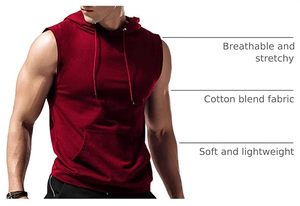 Men's <b>Red</b> Sleeveless <b>Tank</b> <b>Top</b> Solid Color Knitted Breathable Quick Dry with Pockets Sporty Casual Wear 100% Polyester - Product Image 3