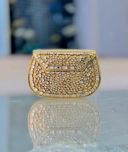 Bolsos de mano de noche para mujer, artesanía natural hecha a mano, con mosaico de metal de nácar, estilo Kundan, vintage indio, ovalados, multicolor, Candid - Product Image 4