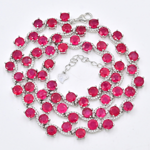 Pink <b>Ruby</b> Gemstone 925 Sterling Silver Jewelry <b>Necklace</b> for Women Bridal Wedding Natural <b>Ruby</b> Stone Fine Jewelry <b>Necklace</b> - Product Image 5