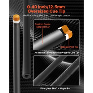 1 Pieza, Taco de Billar de Fibra de Carbono de 58 Pulgadas y 19 Oz con Eje de Madera y Punta de Billar de ABS Prensado con Baquelita - Product Image 3