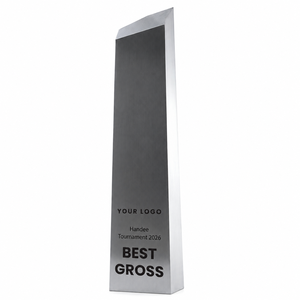 Trophée de golf rectangulaire en acier inoxydable plaqué argent, gravé, pour le meilleur prix brut, pour tournoi sportif 2026, logo personnalisé - Product Image 1