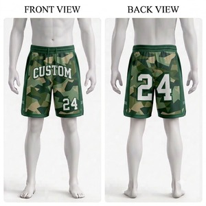 Pantalones Cortos de Baloncesto con Camuflaje Personalizado para Hombre, Talla Grande, Cintura Elástica, Impresión por Sublimación, Pantalones Cortos Deportivos Casuales con Número 24 Vista Frontal y Trasera - Product Image 1
