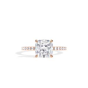 Rose Gold Asscher Cut Diamond Engagement Ring Prong Setting Women's floral Style - Product Image 1
