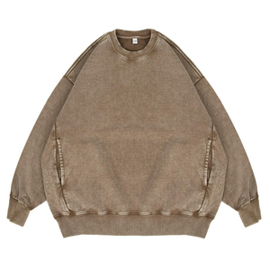 Sweat-shirt à manches longues et col rond pour femme, effet délavé, avec logo personnalisé imprimé, meilleur prix, service OEM - Product Image 1