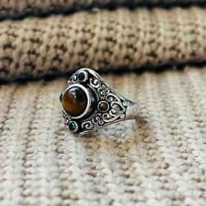 Fashionable Latest Tiger Eye Gemstone <b>Ring</b> Oxidized Silver plated Filigree Chunky <b>Ring</b> <b>Statement</b> Wholesale <b>Ring</b> For Women - Product Image 5