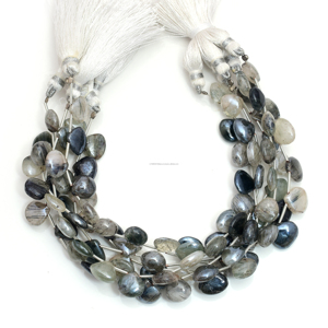 Cuentas de Cuarzo Rutilado Negro Natural en Forma de Corazón, Hilo de 8 Pulgadas, Piedras Preciosas Lisas de Primera Calidad, 10x10, 11.5x12.5 mm, para Fabricación de Joyería, Venta al Por Mayor - Product Image 1