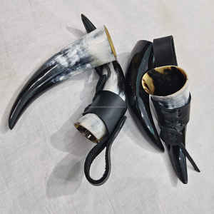 Corne à boire OX de haute qualité 100% authentique avec support, style médiéval, cadeau, corne courte blanche polie au prix le plus bas - Product Image 2