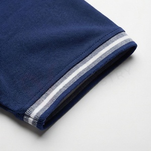 Polo à manches courtes bleu marine pour homme, 100% coton piqué, logo brodé, décontracté, respirant, coupe classique, design tricoté uni - Product Image 6