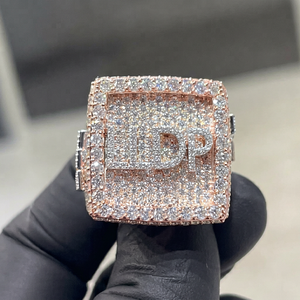 Bague de luxe en moissanite sertie de diamants, or rose, style hip-hop, bijoux pour homme - Product Image 1