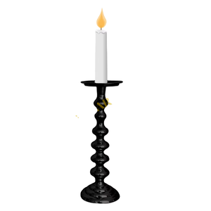Glossy <b>Black</b> Spindle <b>Candle</b> Stand Beaded <b>Pillar</b> Taper Holder Handmade Aluminum Modern Gothic Religious Christmas Fireplace Home - Product Image 1