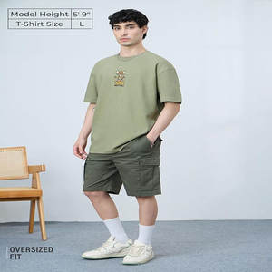 Camiseta de Algodón de 230g, Cuello Redondo, Manga Corta, Color Sólido, Estilo Casual, Holgada, para Usar como Capa Base - Product Image 4