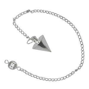 Vente en gros de pendules Feng Shui de qualité supérieure, en argent poli, de forme conique, pour la guérison énergétique et la divination - Product Image 1