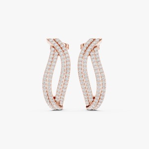 Boucles d'oreilles pendantes en or jaune 9K avec diamants de laboratoire ronds de 1,04 carat, double rangée pavée, vente en gros, bijoux OEM - Product Image 5