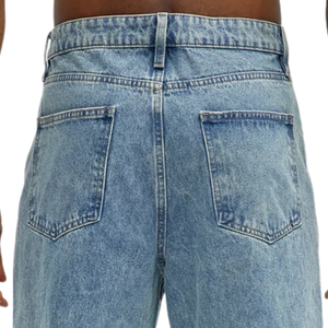 <b>Mens</b> Light Blue Distressed Wide Leg Jeans Relaxed Fit Ripped Denim Pants Vintage Washed Casual Streetwear <b>Trousers</b> Wholesale - Product Image 4